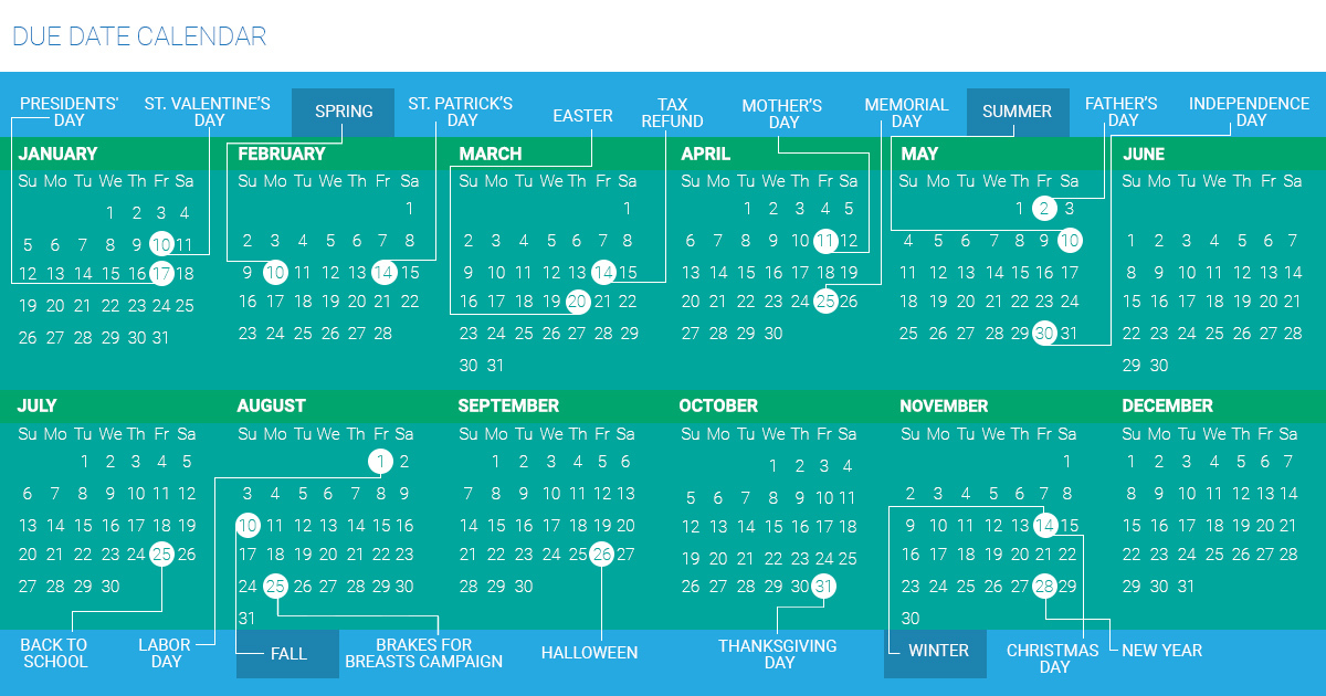 Due Date Calendar 2025